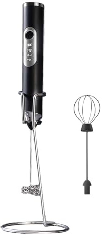 Espumador de leche desmontable, batidor de mano eléctrico recargable por USB, batidor de huevos, máquina de espuma con soporte de almacenamiento, perfecto para café, latte, capuchinos, fácil de