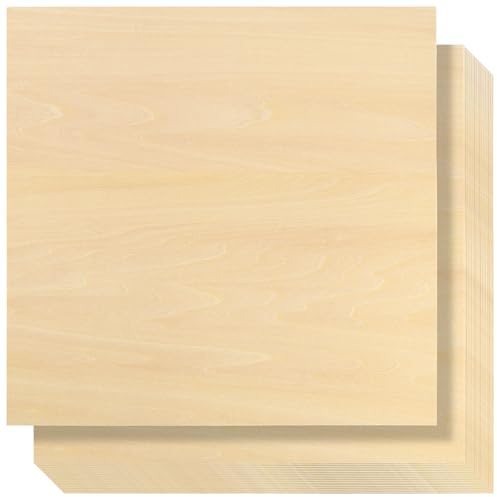 PUCSIQ Lindenholz platten 300x300x2mm, 20 Stück Bastelholz Platten, Sperrholz 2mm für DIY Modellbau, Laserprojekte und Kunsthandwerk