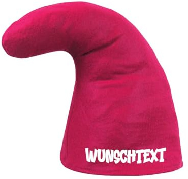 PartyMagix Personalisierte Zwergenmütze, Wichtel-Kostüm Mütze mit Wunschtext, Rot oder Gelb, 35 cm Höhe, 60 cm Durchmesser, für Fasching und Karneval - DTF-176