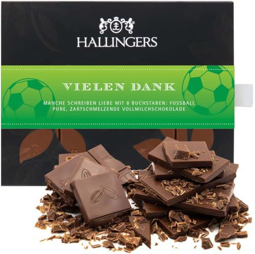 Hallingers Genuss Manufaktur Schokolade Glückwunsch-Geschenk - Tafel handgeschöpften Edelkakaos ohne Alkohol edler Karton Vielen Dank Fuß... Pur, Geschenkidee für Frauen Männer