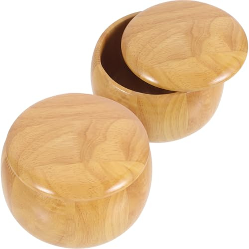FRCOLOR 2 Stück Go Spielsteine Kasten aus Massivem Holz mit Großem Fassungsvermögen und Tragbarem Design für Zuhause und Schachspielzimmer in Khaki
