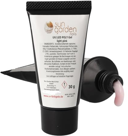 Sun Garden Nails UV Poly Gel Light Pink 30 g – Camouflage Builder Gel für Nagelverlängerung, Aufbaugel für Gelnägel, UV Nagelgel für Nail Art