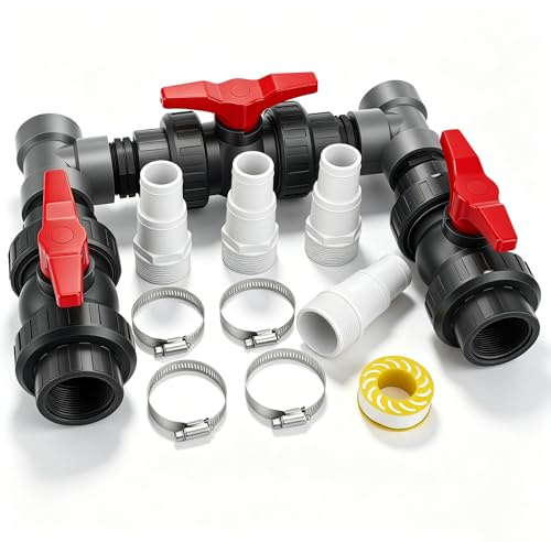 Bypass Pool 50 mm, Pool Anschluss Set mit 32mm & 38mm Schläuchen + Adaptern für Wärmepumpe, Pool Solarheizung Bypass Ventil Set – Steuerung der Wasserzufuhr für optimale Temperaturregulierung