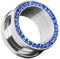 Piersando Flesh Tunnel Ohr Piercing Plug Ohrpiercing Schmuck Schraub aus Edelstahl Tribal mit Zirkonia Kristall Steinen Silber 12mm Blau