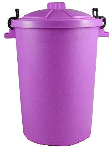 Easy Shopping 85 Litre 85L Extra Large Colour Plastic Dustbin Garden Bin Clip on Locking Lid Heavy Duty for Rubbish Recycle Waste Animal Feed Storage Unit (Purple)