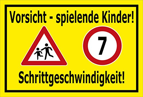 Melis-Folienwerkstatt Schild Spielende Kinder - Schrittgeschwindigkeit – 60x40 cm – 3mm Aluverbund – Bohrlöcher – mehrere Größen/Materialien