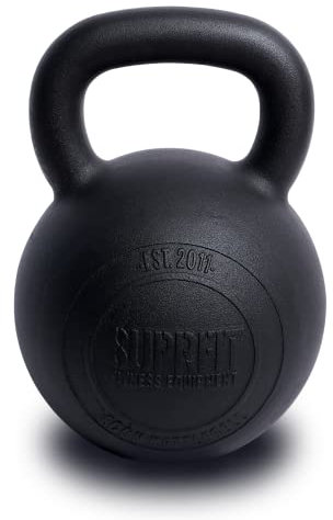 Suprfit - Econ Professional Kettlebell 48Kg - Pulverbeschichtete Kugelhantel aus massivem Gusseisen für Fitness, Crossfit & Krafttraining - Schwarze Kettlebells Hantel für Homegym und Fitnessstudios