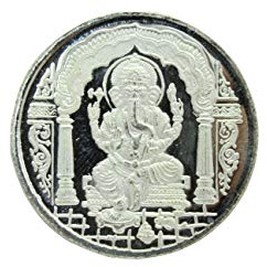 Rajasthan gems Religiöse 999 feine Silbermünze Indien, Gott, Herr Ganesha Om, mit Box Geschenk