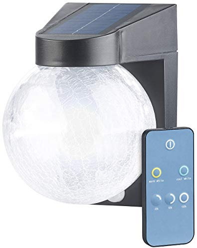 Luminea Lampe Murale Solaire à LED en Verre craquelé avec détecteur de mouv...