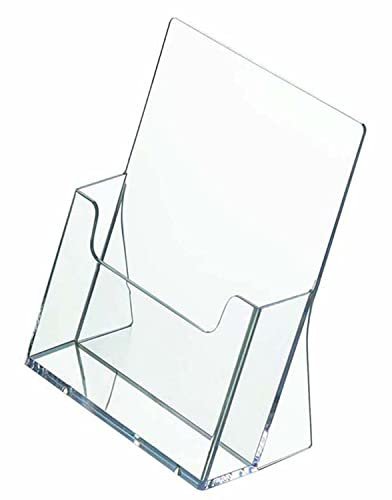 ogoPLUS Prospektständer DIN A5 Hochformat / Prospekthalter Flyer-Ständer Werbung Aufsteller Tisch-Prospektständer / Prospektbox / Werbung, glasklar, leichte Neigung für optimales Blickfeld