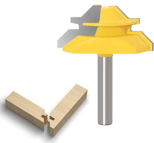 APlus Fresa de madera – Fresa 8mm para 45 grados Lock Mitre, Router Bit pernos Junta Cutter para herramienta de copa madera para máquina de grabado