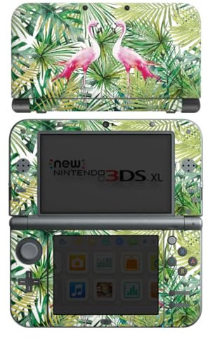 DeinDesign Skin kompatibel mit Nintendo New 3DS XL Folie Sticker Dschungel Flamingo rosa