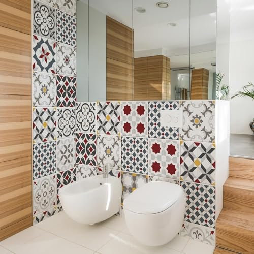 RE-COVERTILES - Adesivi per Piastrelle Bagno e Cucina 10 Pz 20x20 cm - PS00166 Decorazione murale in PVC impermeabile mattonelle mosaico stile cementine Azulejos