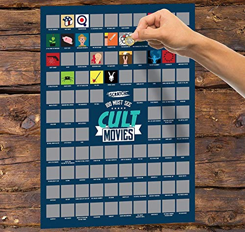 #winning 100 Cult Films Scratch Off Poster – Die ultimative Bucket List zum Freirubbeln – Kultfilme Geschenk für Cineasten – Hochwertiges Wandposter mit 100 Ikonen – Deko für Heimkino