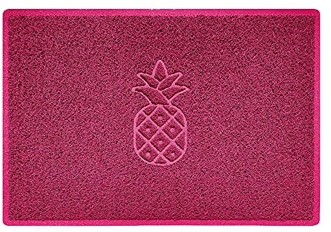 Nicoman Pineapple Embossed Shape Door Mat Dirt-Trapper Washable Barrier Doormat-(Use Indoor or Sheltered Outdoor)-(90x60cm/3x2ft,Large) Pink
