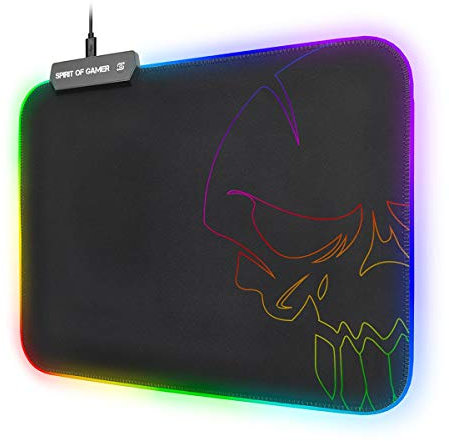 SPIRIT OF GAMER - Alfombrillas de Raton RGB Medium – Retroi Luminación LED Iluminada 10 Modos + Colores RGB - Textura Ultra Fina - Base Antideslizante - Dim: 35 x 25.5 x 0.3 cm