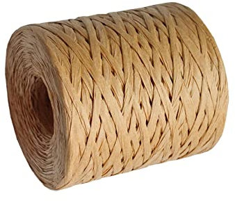 Yundxi Naturbast Papierband Bast Papier Band Seil Naturbast Schnur zum Basteln Geschenkverpackungen, 200 Meter (1 Roll Natur)