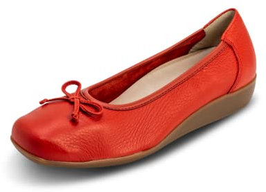 VITAFORM Ballerinas für Damen in Rot I Größe 40 I Bequeme Sommerschuhe aus weichem Hirschleder I Mit Luftpolsterfußbett, Rutschfester Sohle & Weite H für perfekten Sitz I Echte Handwerkskunst