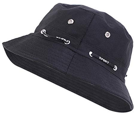 MoreChioce Faltbarer Sonnenhut,Unisex Baumwolle Hut Sommerhut Mit Breite Krempe für Damen und Herren,Schwarz