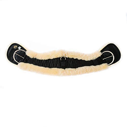Merauno® Lammwolle Western Mondgurt Sattelgurt, aus Qualitäts Merino Lammwolle, spezielle anatomisch konkave Form, für bessere Rutschfestigkeit. Farbe:Natur, Schwarz, Braun, Anthrazit