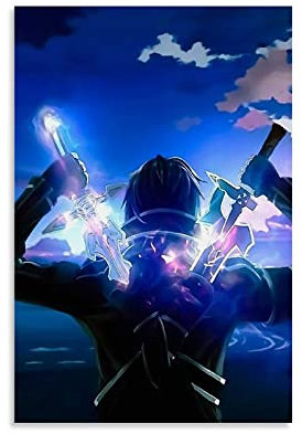 Sword Art Online Anime-Poster Kirigaya Kazuto, dekoratives Gemälde, Leinwand, Wandkunst, Wohnzimmer, Poster, Schlafzimmer, Malerei, 50 x 75 cm