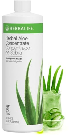 HERBALIFE Pinta de concentrado de aloe a base de hierbas: sabor original 16 fl oz (473 ml) para salud digestiva con aloe de alta calidad, sin gluten, 0 calorías, 0 azúcar, sabor natural