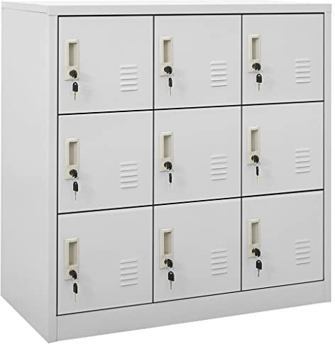 vidaXL 2X Schließfachschrank Spind Umkleideschrank Metallschrank Stahlschrank Fächerschrank Garderobenschrank Schrank Hellgrau 90x45x92,5cm Stahl