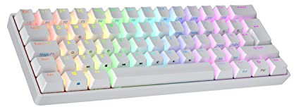 Ranked N60 Nova 60% | Hot Swappable Mechanical Gaming Keyboard | 62 Keys Multi Color RGB LED Backlit for PC/Mac Gamer | ISO UK Layout (White, Gateron Pro Yellow)