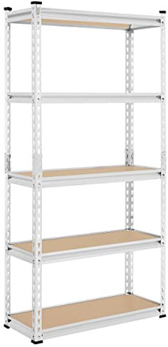 Yaheetech Estanteria Almacenaje de 5 Niveles Estantería Metalica Galvanizada para Hogar, Trastero, Garaje,5 Baldas Ajustables 150 x 30 x 153 cm
