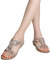 ticticlily Sandales Femmes Plates Été Strass Chaussures Nu Pieds Claquette Plage à Talon Plat Semelle Confortable Bride Cheville Bout Ouvert A Rose 39 EU