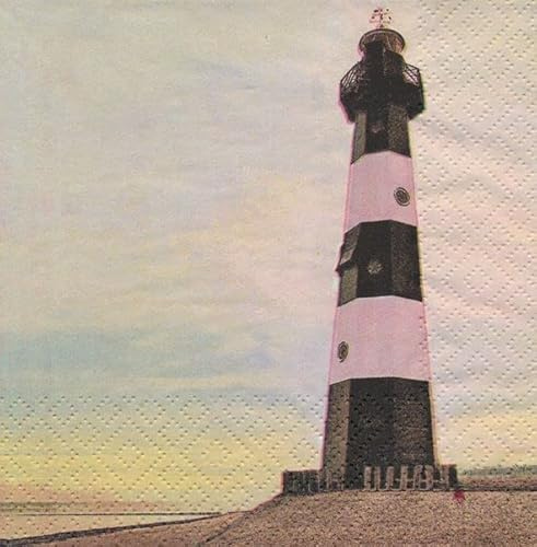 AvanCarte Servietten Maritim Küste Leuchtturm Nordsee 20 Stück 3-lagig 33x33cm
