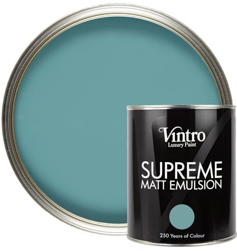 Vintro | Luxury Matt Emulsion | Smooth Chalky Finish | Multi Surface Paint | for Walls, Ceilings, Wood and Metal | 1L (Blue/Green - Casper)
