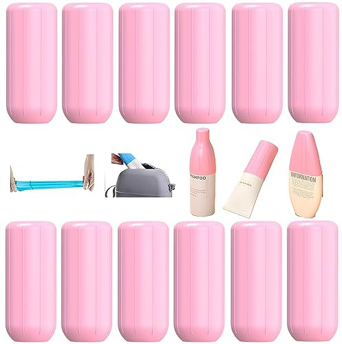 Diffwhy Elastische Hüllen für Auslaufsicherung. Für Toilettenartikel in Standard- und Reisegröße. Wiederverwendbares Zubehör für Reisetasche, Koffer und Handgepäck, Rosa, 12 Stück