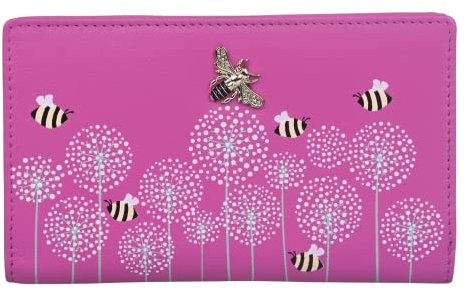 Mala Leather Moonflower Kompakte Geldbörse – Bumble Bee RFID-Schutz, rose, Einheitsgröße, Zeitgenössisch