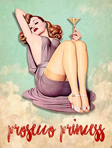 Prosecco Princess RETRO METAL TIN WALL PLAQUE SIGN NOVELTY GIFT Home bar kitchen shed man cave (10 x 8*)