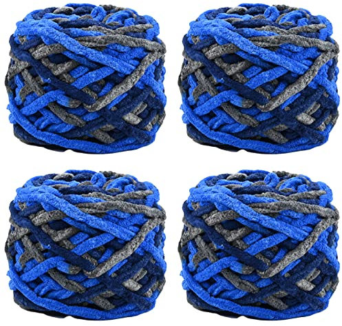 Strickwolle 4 x 100 g, mehrfarbiges Strickgarn zum Häkeln, weiches, klobiges Garn für Garnprojekte, Plüschbälle, handgefertigte Taschen, Pullover Schuhe Mützen Pullover Decken Schals (Gradient G)