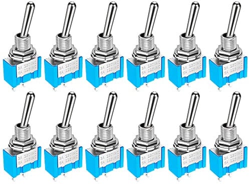 Gebildet 12pcs SPST Mini Interruttore a Levetta, 2Terminali 2Posizioni, Interruttore ON/OFF Miniaturizzato, 6A/125VAC, 3A/250VAC, per Apparecchiature Elettroniche Cruscotto Auto Fai Da Te