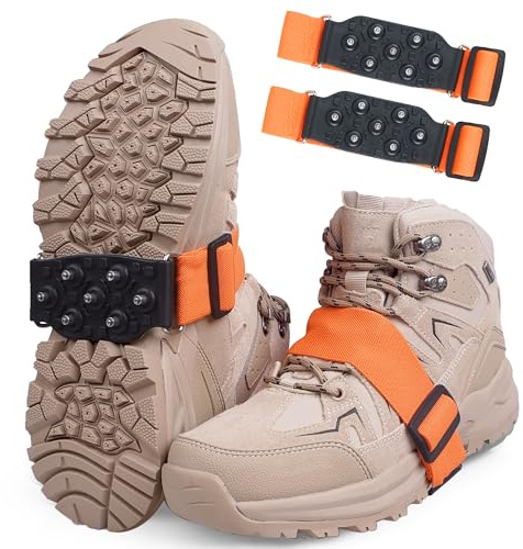 Mid-Sole Ice Cleats for Boots and Shoes Men & Women Crampons Anti Slip Ice Shoes Snow Traction Cleats -Rotatable Traction Aids for Winter Snow L/XL-1PCS