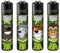 Clipper® Feuerzeuge im Multipack - 4er Set mit coolem Look - Nachhaltig NEU - INKL Gratis Crystal Deko Balls (Smiling Animals)