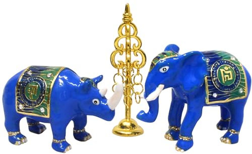 juanxian Feng Shui Elefant & Nashorn mit Ksitigarbha Staff Statue Wohnkultur Harmonie Amulett Reichtum Porsperität Erfolg Glück Skulptur W5455