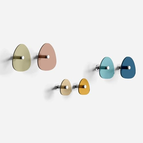 Giallobus - Appendiabiti da parete - Harmony color 02 - Kit 6 pz - Vetro acrilico - Kit 6 pcs. - Palette colours 02 - Ganci attaccapanni e accessori da muro decorativi