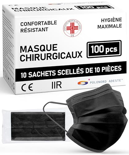 ADESTE 100 Mascherine Chirurgiche IIR nere | Dispositivo Medico Classe 1