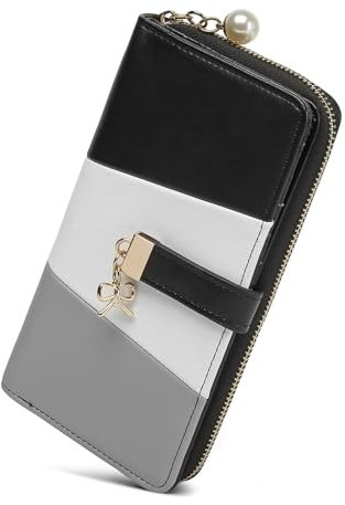 Miss Lulu Portefeuille Femme Long Clapet en PU,12 Emplacements pour Cartes,Motifs Secrets élégants,Idéal pour Shopping,Travail,Voyage et Sorties Quotidianes