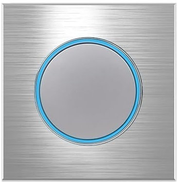 Circle 1/2/3/4 gang 2 way Push Button Wall Light Switch Glass Step Light LED Indicator (grey aluminum 1 gang 2 way)