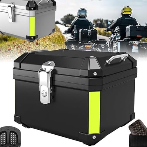 RANRAO Motorrad-Kofferraum, 45 l, wasserdicht, für allgemeine Zwecke, Elektrofahrzeug, abnehmbarer Werkzeugkasten, Sicherheitsschloss, Motorrad-Topcase zur Aufbewahrung von Helmen (schwarz)