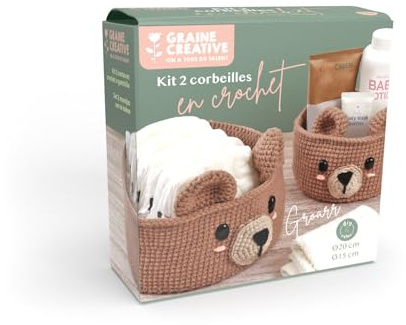 GRAINE CREATIVE - Häkelset - Körbe Bär - Ø 15 und 20 cm - 2 Stück