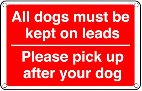 All Dogs Must Be Kept On Lead Sign - Pre-Drilled 1.2mm Rigid Plastic, Weatherproof Indoor & Outdoor (200 x 150mm)