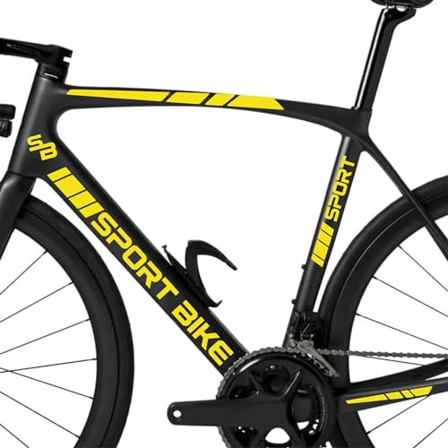 Kit 15 Adesivi Stickers Bici Protezione Decal Universale Telaio Bicicletta MTB Mountain Bike Corsa Ciclo Cross Fat Bike Downhill elettrica Frame Sport Bike cod.2401 (025 Giallo)