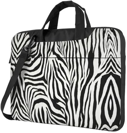 Zebra Print Laptop-Tasche – stilvolle Umhängetasche und Laptoptasche für Männer und Frauen Schultergurt, schwarzes, 14 inch