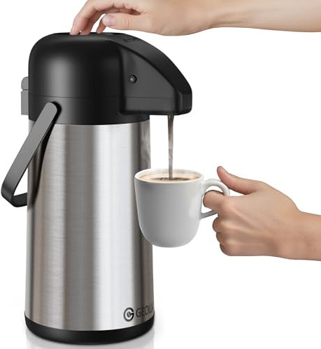 Airpot - Jarra de café para mantener caliente - Dispensador de café grande de 2,5 l con bomba - Urna isotérmica de acero inoxidable para bebidas calientes, agua, té, chocolate - Dispensador de bebidas